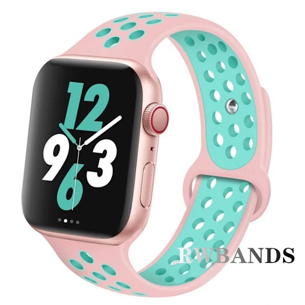 Sportarmband för Apple Watch Band 46mm 44mm 40mm 42-38-41mm 45mm Andningsbart Armband iWatch Series 10 9 8 7 6 SE 5 3 Ultra 2 49mm 31 powder green 38 40 41 S10-42mm ML