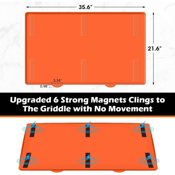 36" Grillmatta Silikon för Blackstone, Magnetiska cover Blackstone Griddle Top Covers för Blackstone Protector Outdoor orange 22 inch