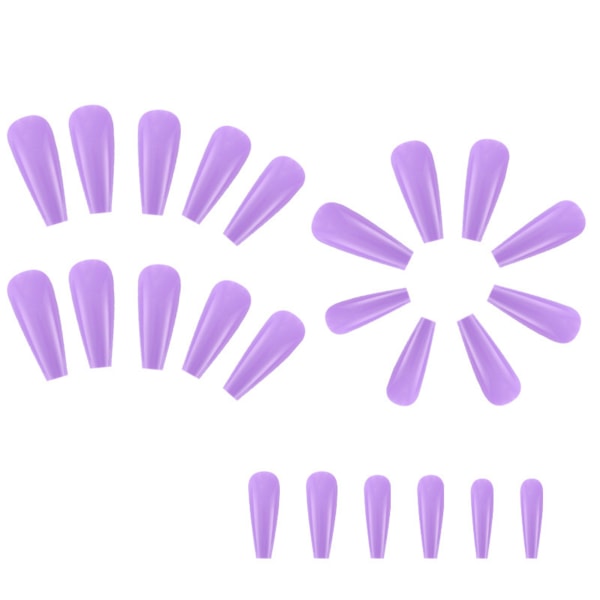 Lavendel långa konstgjorda naglar Charmiga återanvändbara lösnaglar för DIY-dekoration med naglar glue models