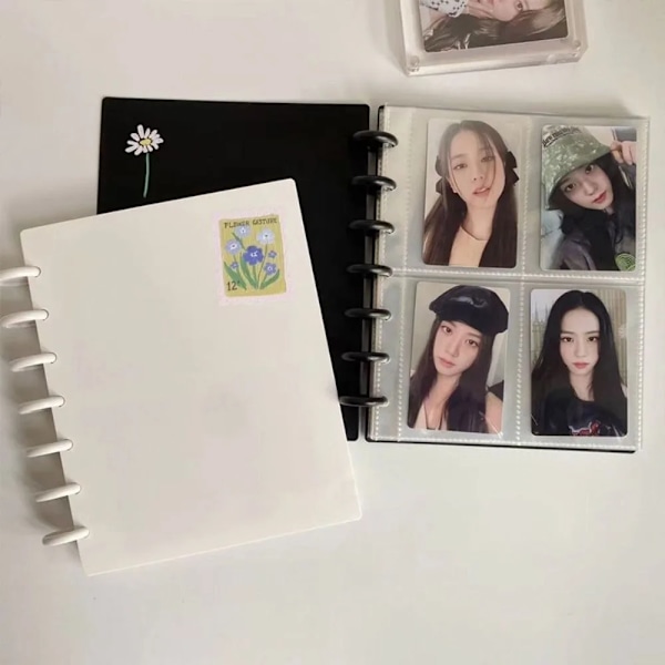 3-tums Kpop Fotoalbum Enfärgat Insats Lösblad Svamphåls Kortsamlingsbok Foto Vykort Förvaringskortshållare B-Black-20 pages