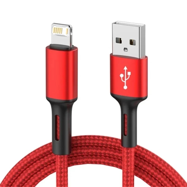 Snabbladdning USB-kabel för iPhone 12 13 14 11 Pro X Max 6 7 8 Plus 5 SE Apple iPad Origin Mobiltelefon Sladd Data Laddare Kabel 3m Red 0.25m