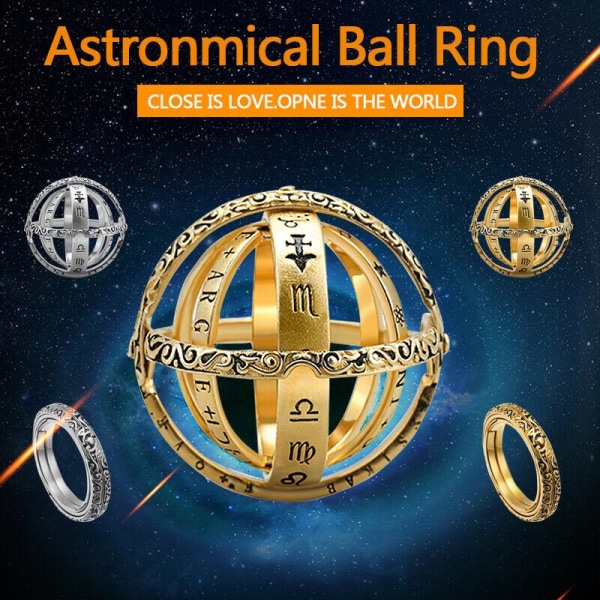 Astronomical Sphere Ball Ring Cosmic Finger Ring Par Lover Smycken Gåvor gold us 9