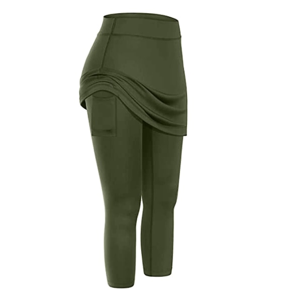 Tenniskjolar för kvinnor Elastiska Sport Golf Yogakjolar Legging Cykel Cykling green xxl