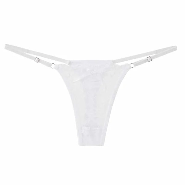 ALLTOOALL Sexiga spetsunderkläder för kvinnor, låg midja, justerbara stringtrosor, transparent G-string, kvinnliga, andningsbara underbyxor, underkläder WHITE 40-70KG