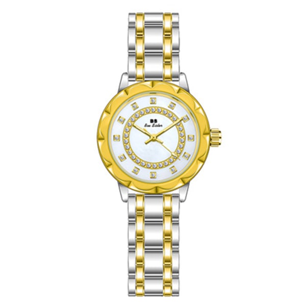 Lyxig blomsterarmbandsklocka watch av strass Rund klar watch för affärsmöte utanför kontoret between gold