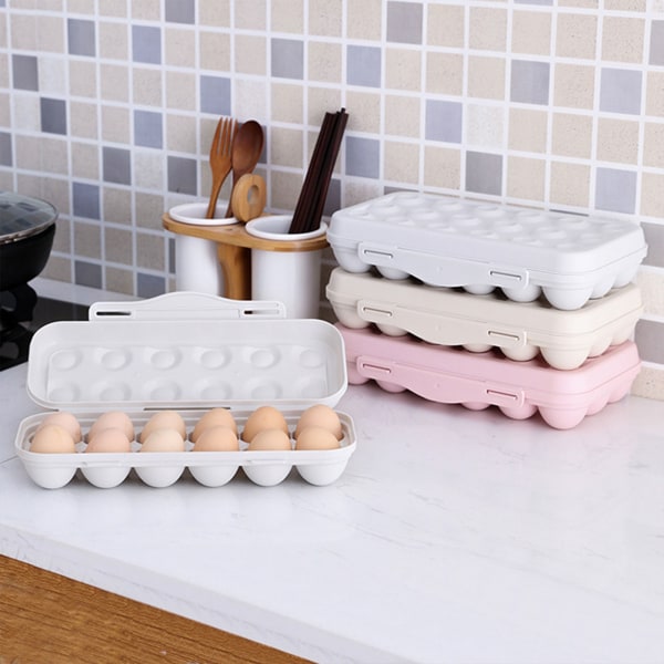 Kylskåp Organizer Stor kapacitet äggbehållare Förvaring av 12/18 ägg i en låda khaki 12 cells