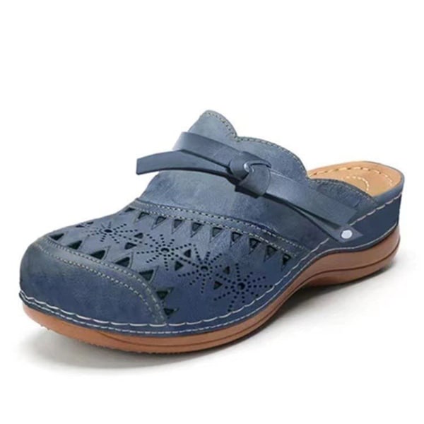Kvinnor ortopediska ihåliga snidade promenadsandaler Slip-on skor för utomhusresor shopping blue 42