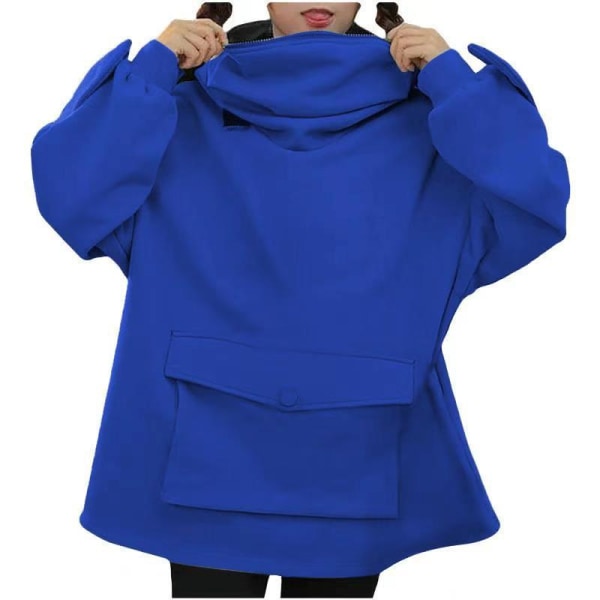 Frog Shape Zipper Hoodies med en stor ficka Vinter Varm Mjuk Lös Oversized xl purple