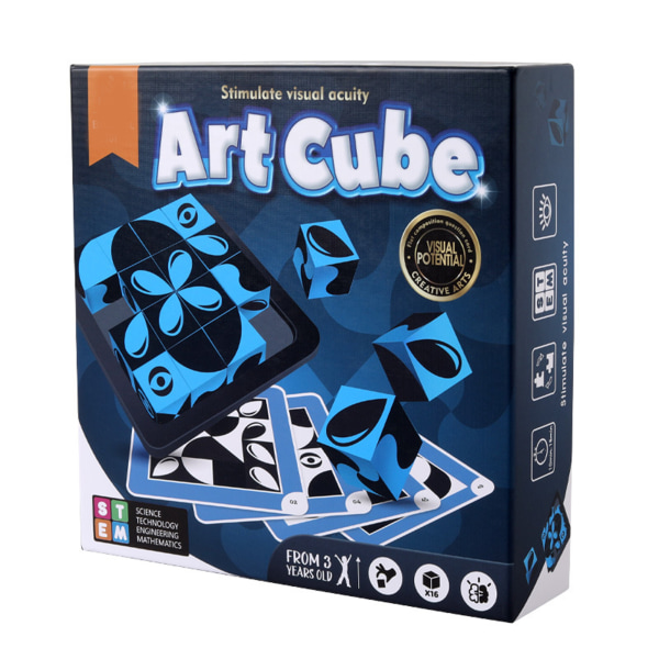 Träkubblockspusselleksak för barn Pedagogisk logiktänkande leksak art cube