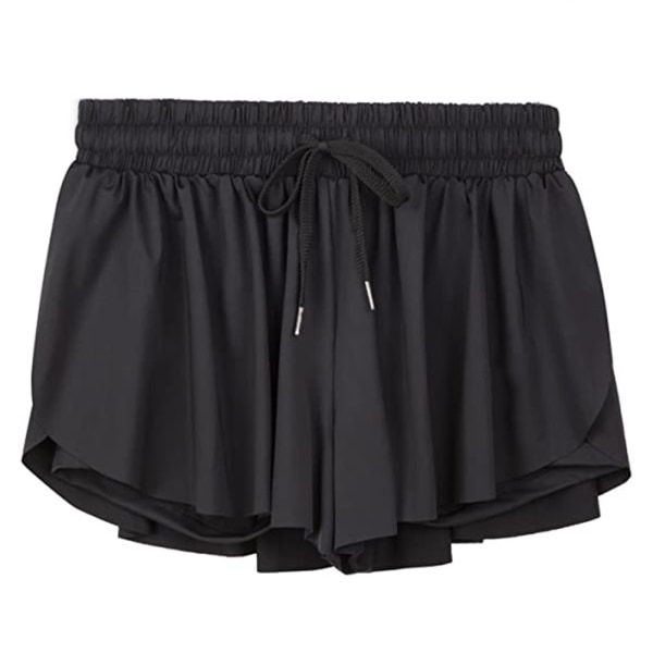 2 i 1 mode löparshorts för kvinnor Gym Yoga Athletic Lounge Sweat Skirt black l