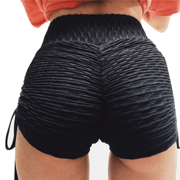 Kvinnor Butt Lift Short Yoga Byxor Anti-Cellulite Leggings Mjuka Mid-midja Fitness Shorts wine red l
