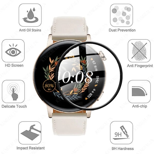 Skärmskydd för Huawei Watch GT 3 2e GT3 GT 2 pro 42mm 46mm Smartklocka Skyddsfilm för Huawei GT3 Pro GT4 Mjukt Glas 3PCS GT 3 46mm