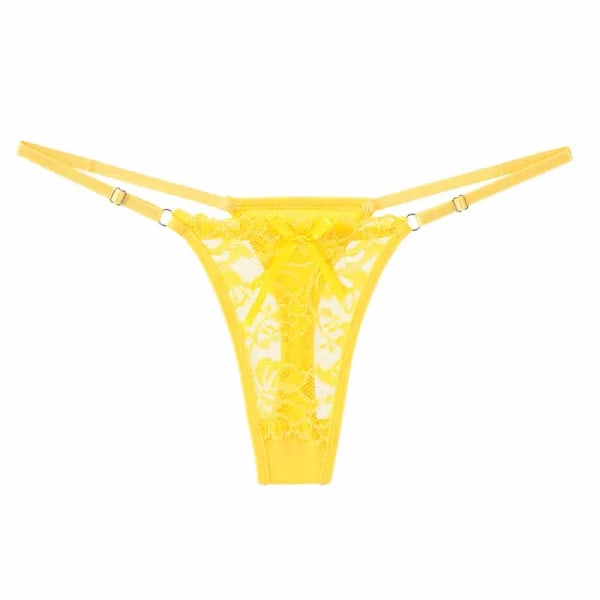 ALLTOOALL Sexiga spetsunderkläder för kvinnor, låg midja, justerbara stringtrosor, transparent G-string, kvinnliga, andningsbara underbyxor, underkläder YELLOW 40-70KG
