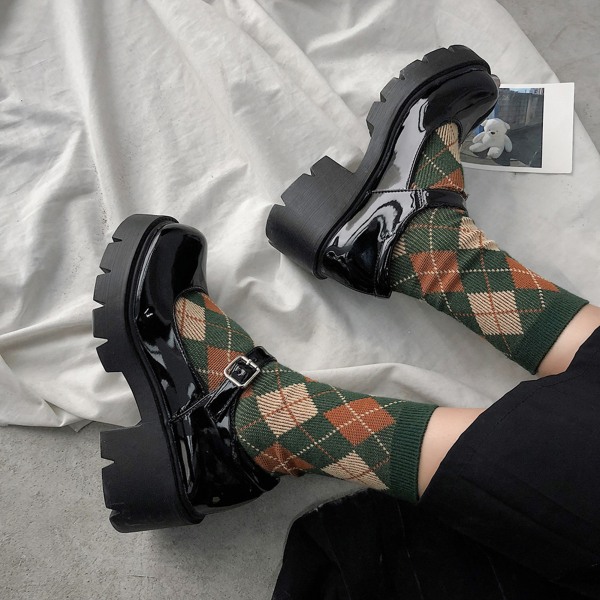 Daily Uniform Plaform Shoes Halkfria skor med mjukt läder för camping inomhusvandring black 39
