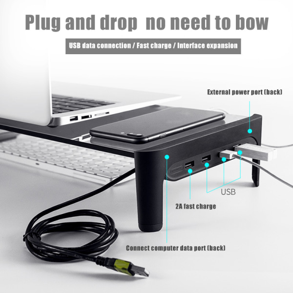 Smart Base Aluminiumlegering Dator Laptop Base Stand med USB 3.0-port b