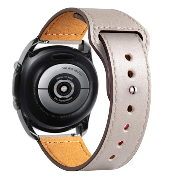 20/22mm Läderarmband för Samsung Watch 7/6/4/5 40 44mm 43mm Pro 45mm armband för Galaxy Watch 4 Classic/Active 3 42 46mm Ivory 2 20mm watch band