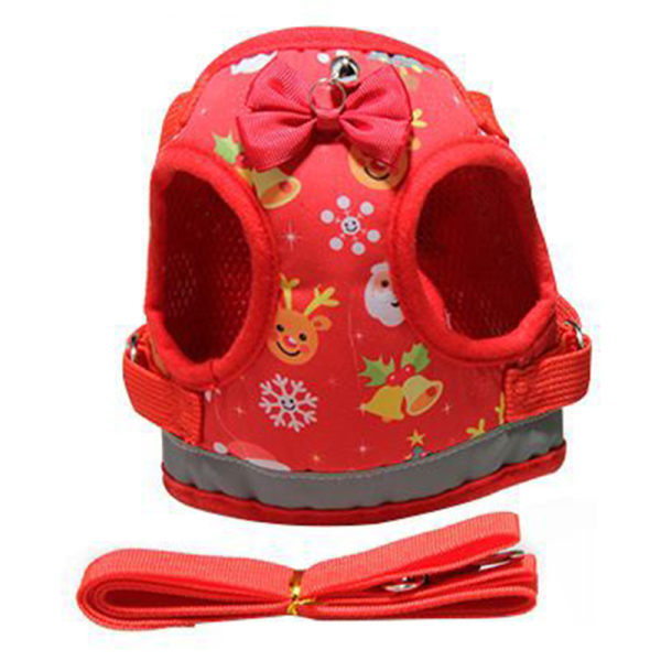 Christmas Pet Väst Sele Set Reflekterande Justerbar Hund som bär andas Mesh väst med koppel Kyckling Höns koppel för Anka katt net cloth red xs