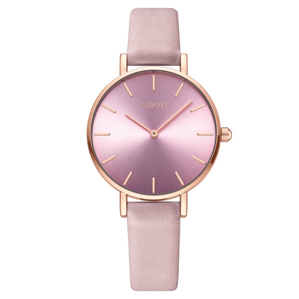Läderrem Herr Dam Watch Bred Armband Eleganta klockor Lätt att bära för inomhusaktiviteter eller daglig användning pink