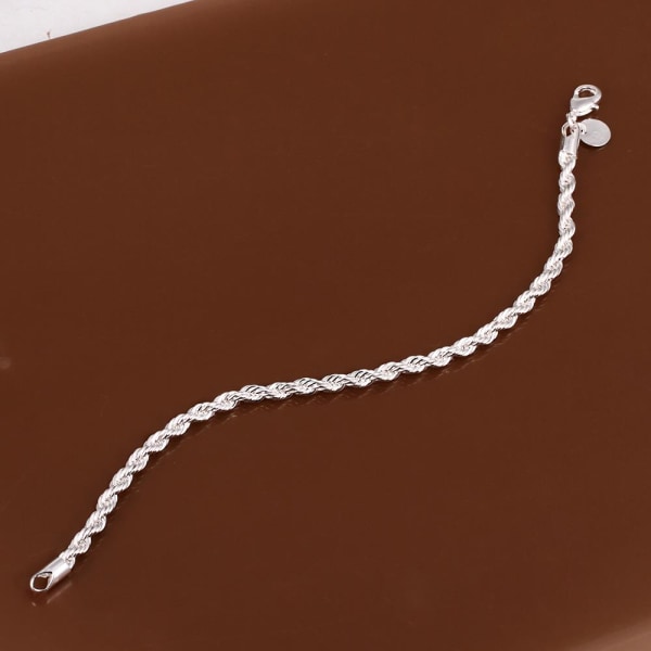 Smycken 925 Sterling Silver Twisted Rope Design Armband För Unisex Man Kvinnor Gift as show