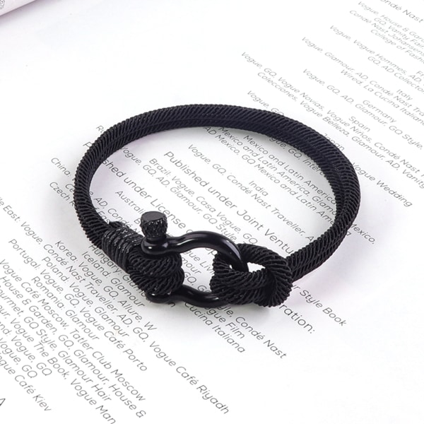 Nautical Armband Handgjorda Nautical Herrarmband med Black Titanium Steel Shackle 3 grandchild card