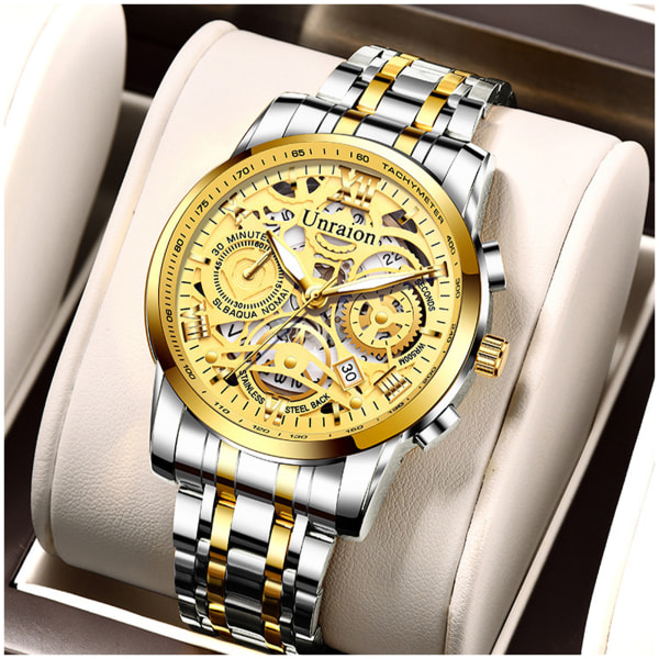 Automatisk watch för män Easy Reader Lysande watch för affärsmöte utanför kontoret intermedium gold