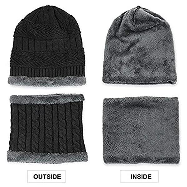 Vinter varm mössa Halsduk Handskar set Unisex vinter varm stickad mössa Halshandske för män kvinnor gray