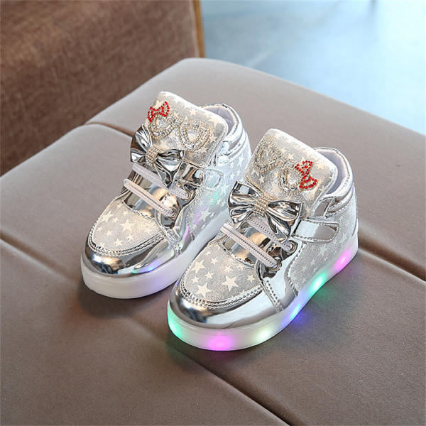 Light Up Shoes Blinkande andas Sneakers Luminous Casual Shoes for Kids gold 26