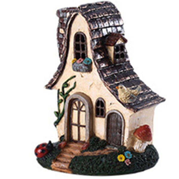 Fairy Garden Ornament Small Dwarf Elf House Resin Staty Heminredning 20cm a