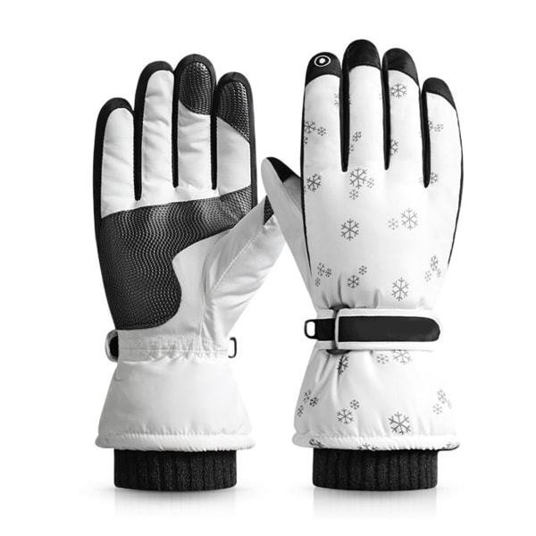 Utomhus tunna handskar med delade fingrar Tjocka mjuka konstgjorda kaninplyschkanter för kallt väder Utomhusskidåkning och cykling white
