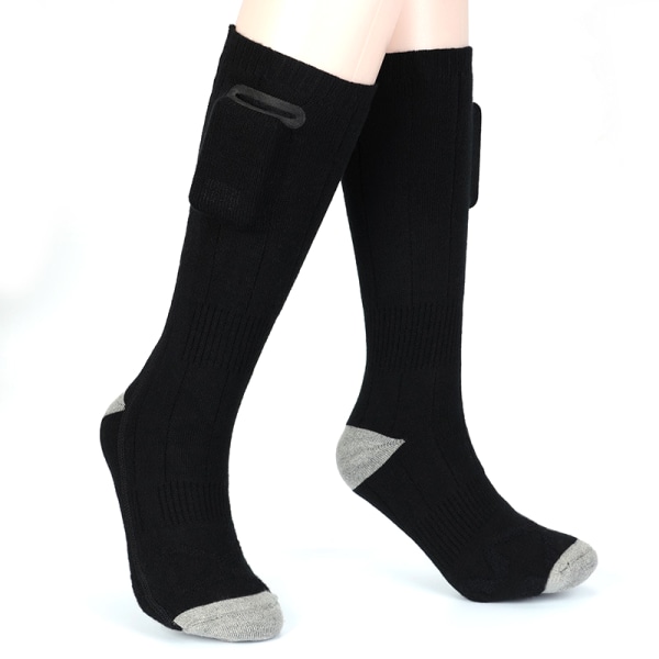 Uppvärmda strumpor för män kvinnor USB uppladdningsbara vintervarma strumpor med 3 värmeinställningar black grey