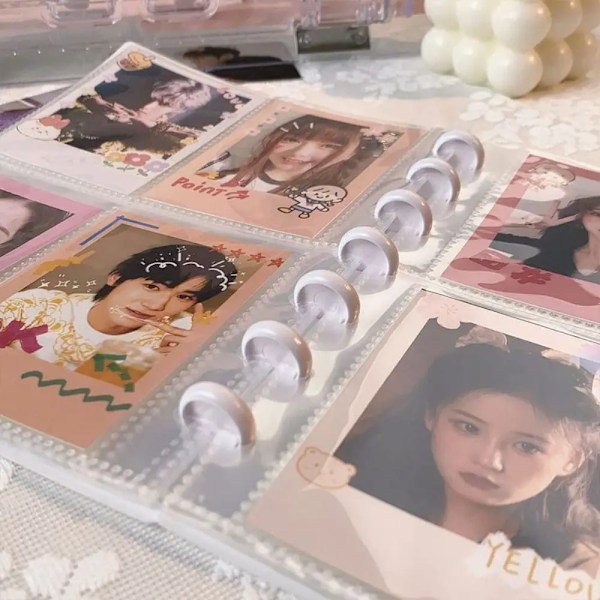 3-tums Kpop Fotoalbum Enfärgat Insats Lösblad Svamphåls Kortsamlingsbok Foto Vykort Förvaringskortshållare Green-30 pages