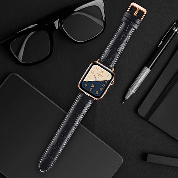 Äkta läderarmband för Apple Watch band loop 44/45mm klockarmband för iwatch Ultra49mm 45mm 41mm 8/7/6/5/4 armbandstillbehör brown black 38mm 40mm 41mm