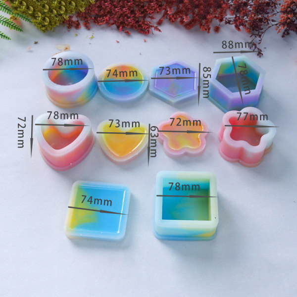 Form för smyckeskrin Gör-det-själv Mini förvaringslåda molds i rund hjärta plommonblomning silikon b