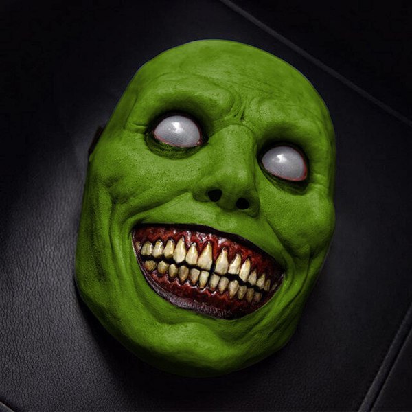 Exorcist Mask Smile White Eyed Demon Head Cover Ny gränsöverskridande Halloween Terror Latex Mask Factory exorcist mask (green)