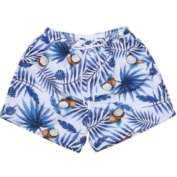 Strandshorts för pojkar Print casual för barn med resår i midjan för sommarstrand big blue leaf 104