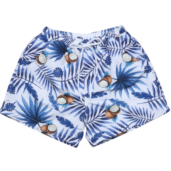Strandshorts för pojkar Print casual för barn med resår i midjan för sommarstrand big blue leaf 128