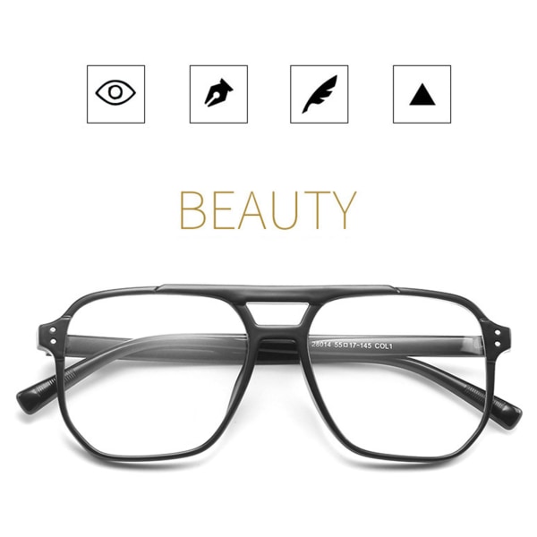 Dubbelstråle Anti-Blue Light Glasögon Lättvikts Anti Eyestrain Bländning Spegelglasögon för damer Trendig dekoration bright black