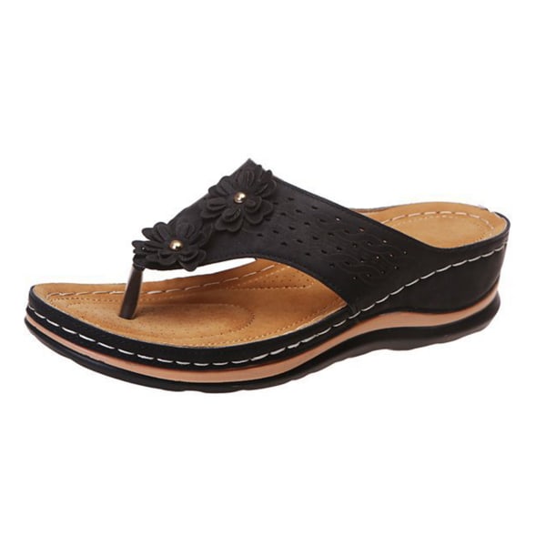 Sandaler Dam Dressy Sommar Öppen tå Stor storlek Platta flipflops för klänningar Jeans Kjolar Korta byxor 43 navy blue