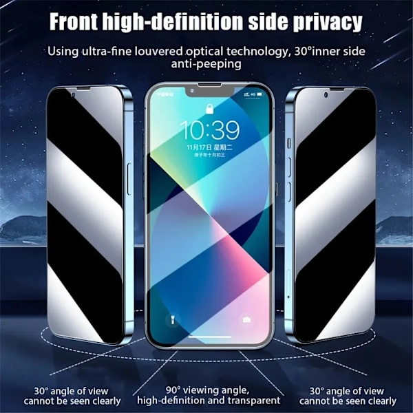 Integritetsskydd för iPhone 16 Pro Max Härdat Glas Anti-spion iPhone 16 15 Pro Max Skyddsfilm Anti-Peeping 1Pcs For iPhone 16