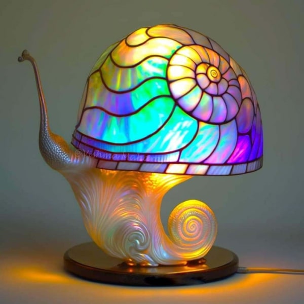 USB målad harts växt bordslampa Stained Glass Plant Series Bordslampa colorful snail table lamp