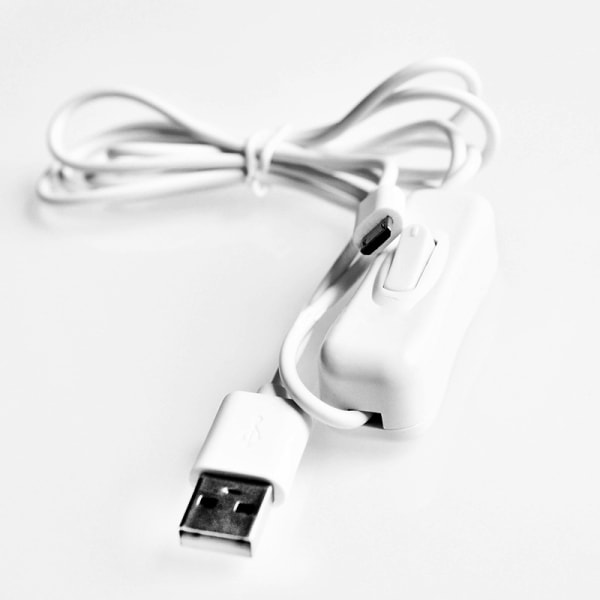 1m USB till Micro USB med På/Av-brytare Laddare Power för Raspberry Pi white