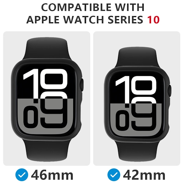Apple Watch 10 Series 42/46mm PC Matt Kantsskydd Stötfångare Lämplig för iWatch Series 10 42/46mm Ihåligt Skal Black For Series 10 42mm