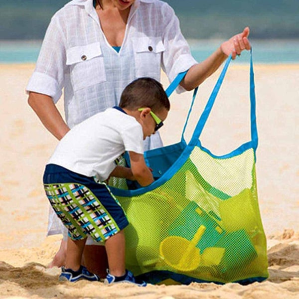 Mesh Beach Bag Förvaring Barn Strandleksaker och Shell Andningsbar tygväska a