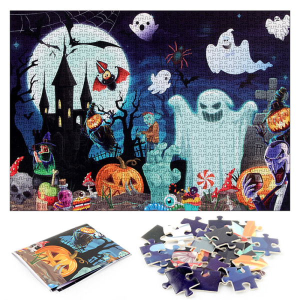 1000 bitar Halloween pussel Dark Style Ghost Haunted Castle Rektangulär  black f19d | black | Fyndiq