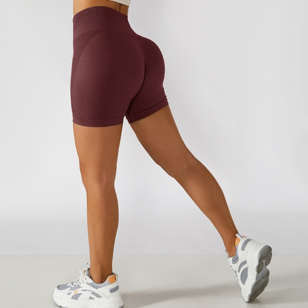 Fitness för damer med hög midja Yogashorts Seamless Leggings Sportstrumpbyxor rose red s