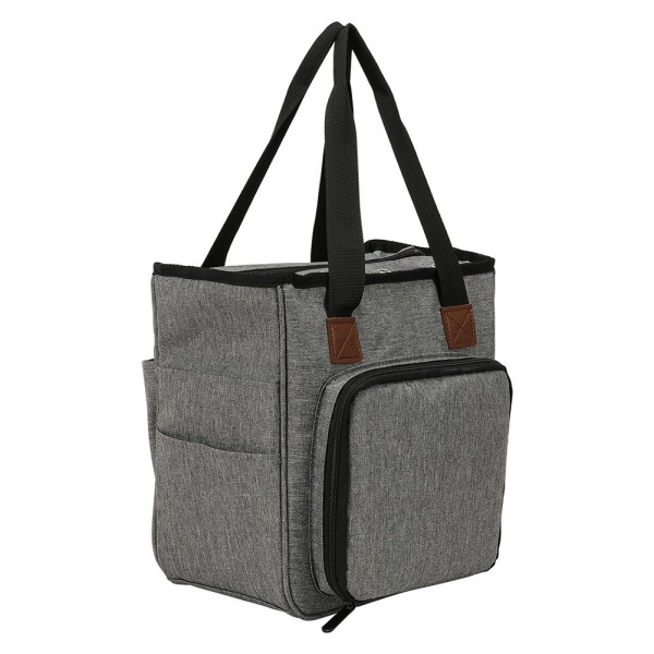 Bärbar stickväska Hög kapacitet virkat stickverktyg Case Nytt gray