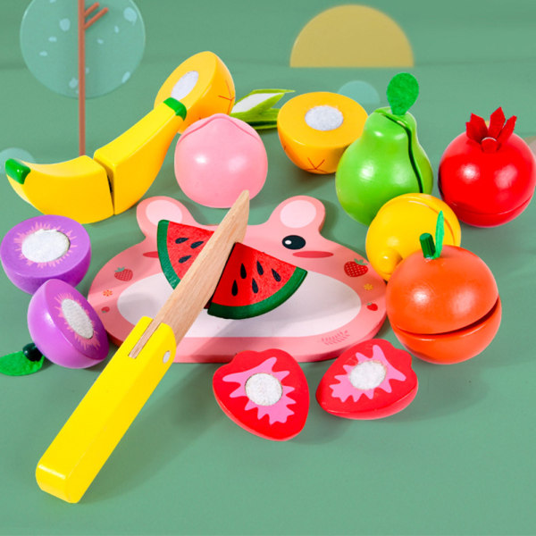 Simulering kök låtsas leksak skär frukt set Magnetisk träleksak a