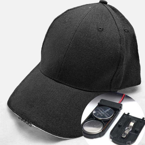 Dark Bright Glow Reading Fishing Jogging Light Up LED Baseball Cap Sport Hats black