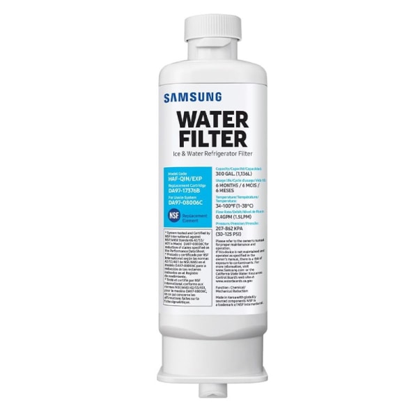Äkta filter för vatten och is i kylskåp, kolblocksfiltrering, reducerar 99 % av skadliga föroreningar för vatten, 6 månaders livslängd, HAF-QIN/EXP 1 pack filters