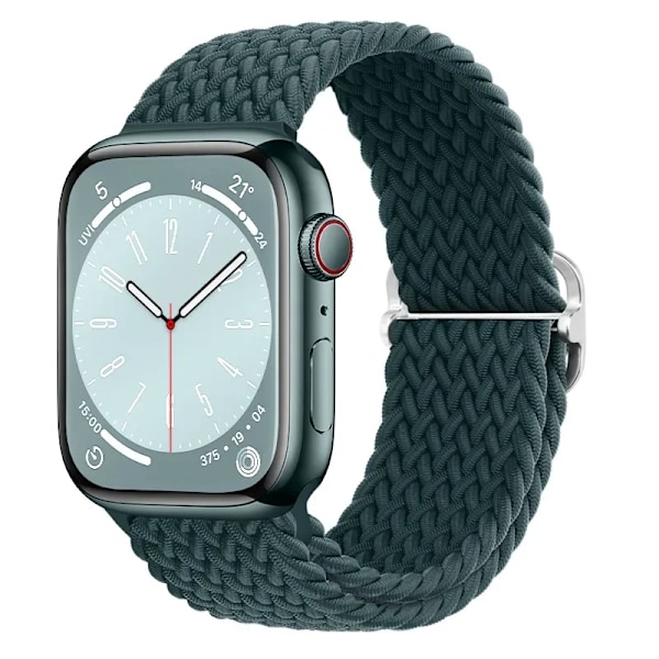 Flätat Loop-armband för Apple Watch Rem 46mm 44mm 40mm 45mm 41mm 42mm Ultra 49mm Elastiskt Armband IWatch Serie 10 9 8 7 6 SE 5 Rainforest Green 42-44-45-49-S10-46mm